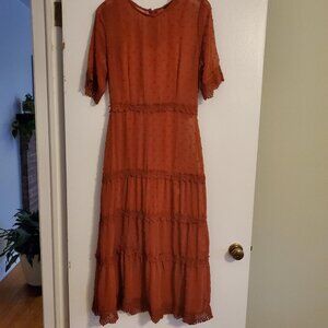 Lulu's rust Colored Prairie Dress Size Small